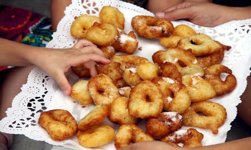 Buñuelos mallorquines de patata (Mallorcan potato fritters), typical of the festival of Les Verges