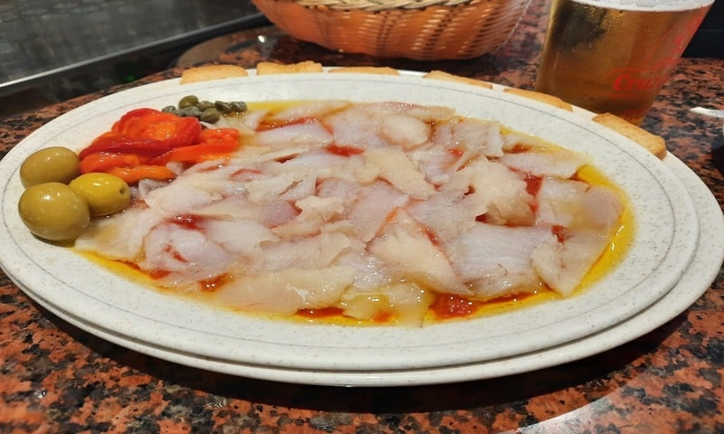 Cod carpaccio at Bar Andaluz in Playa de Palma