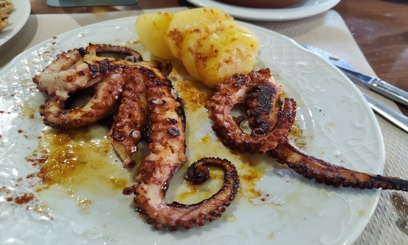 Grilled octopus in the tapas restaurant in Palma de Mallorca Sa Ronda